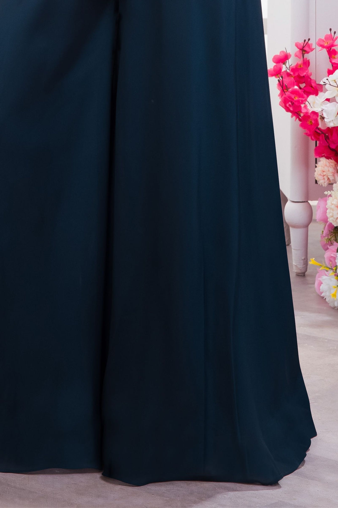 Peacock Blue Beads and Sequins work Palazzo Suit Set for Girls