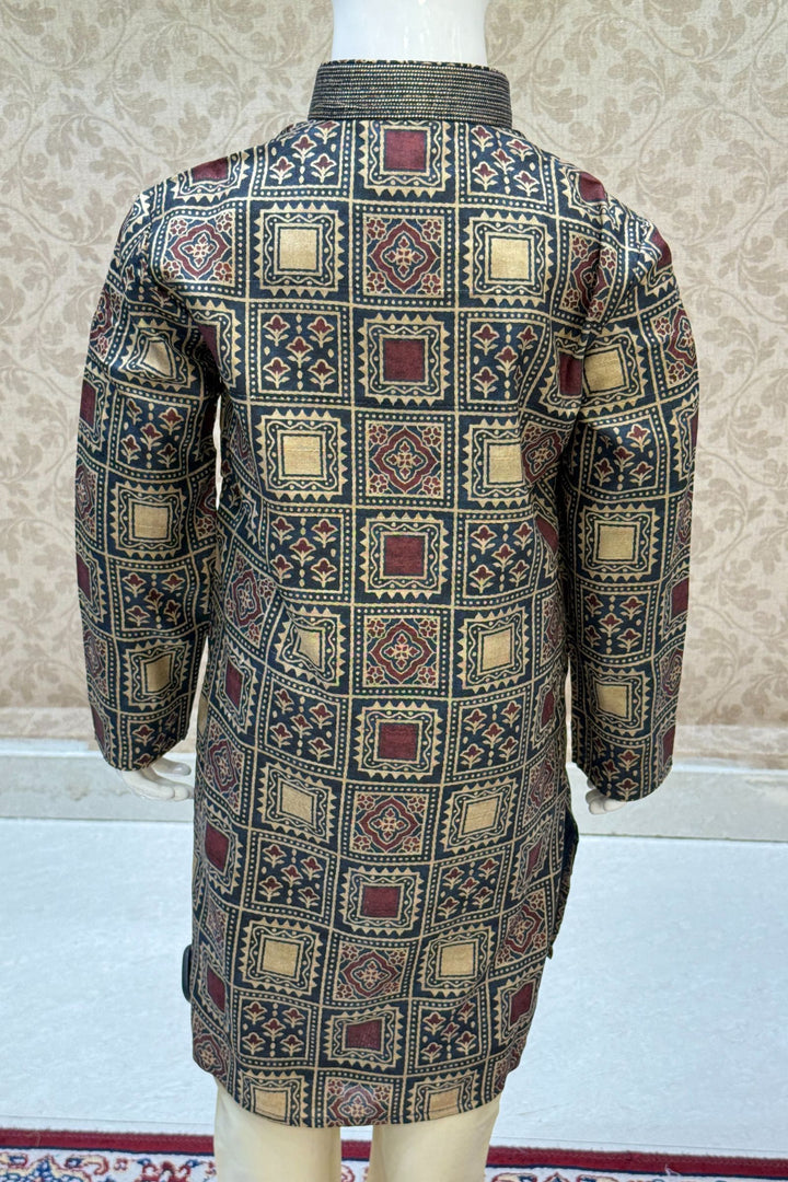 Multicolor Kalamkari Print Kurta Set for Boys