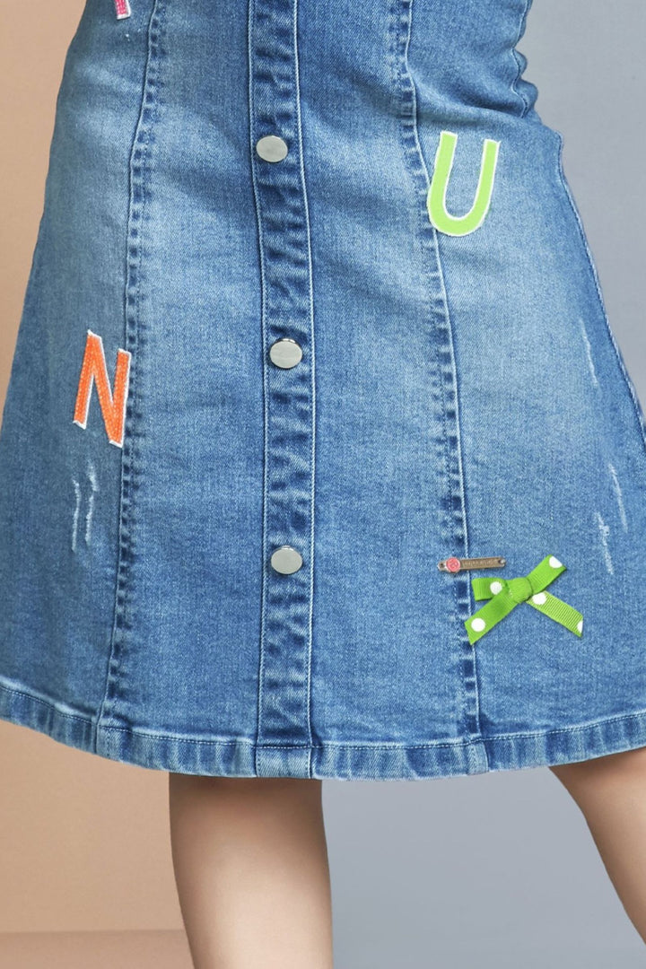 Blue Multicolor Printed Short Frock For Girls