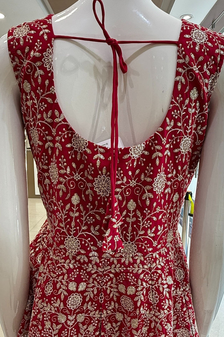 Rani Pink Sequins and Zari work Peplum Top with Palazzo Suit Set