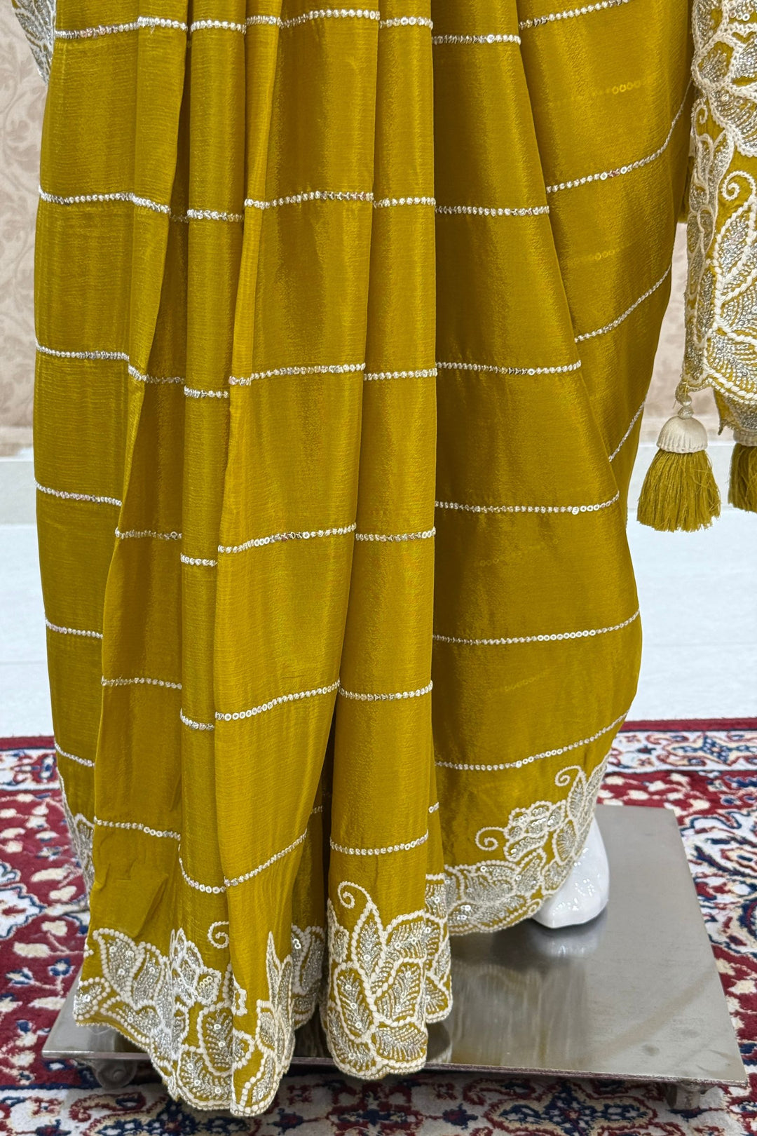 Liril Green Saree with Thread and Sequins work Embellishments