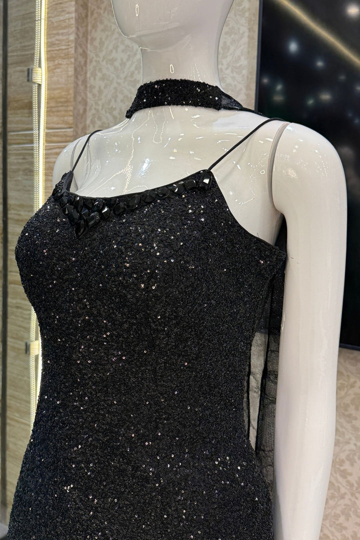 Black Sequins and Stone work Palazzo Salwar Suit