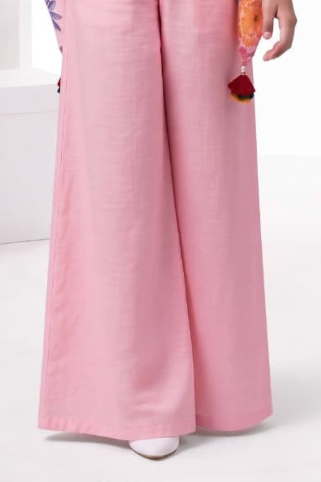 Pink Beads work with Floral Print Palazzo Set for Girls