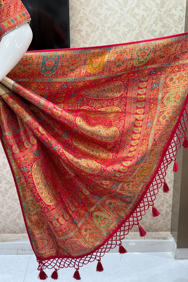 Beige Banaras work Saree