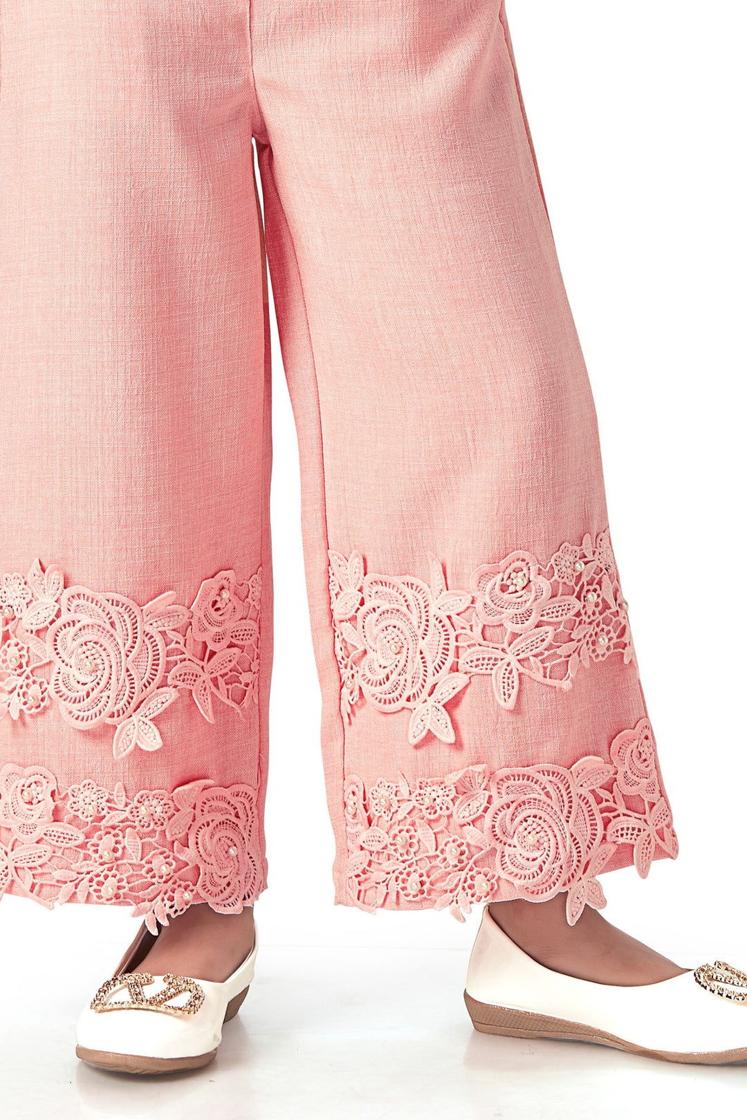 Peach Top and Palazzo Set for Girls