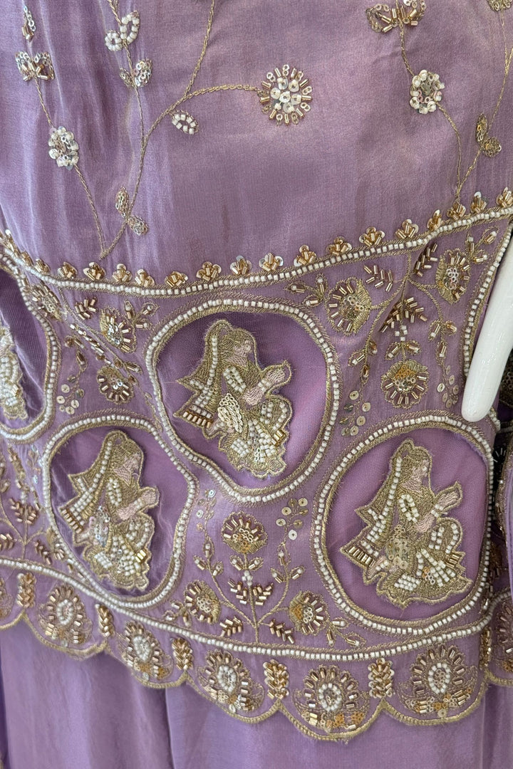 Lavender Zari, Sequins and Beads work Palazzo Salwar Suit