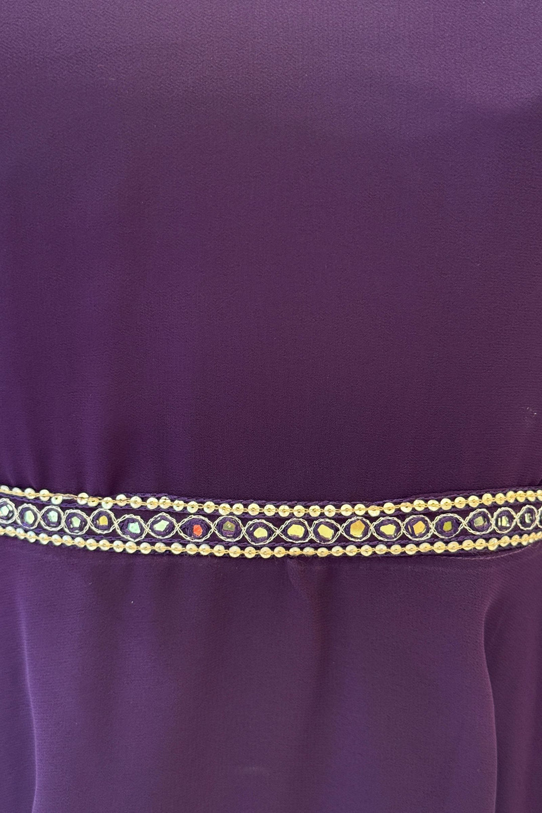Wine Beads and Sequins work Anarkali Gown with Traditional Banaras work Dupatta