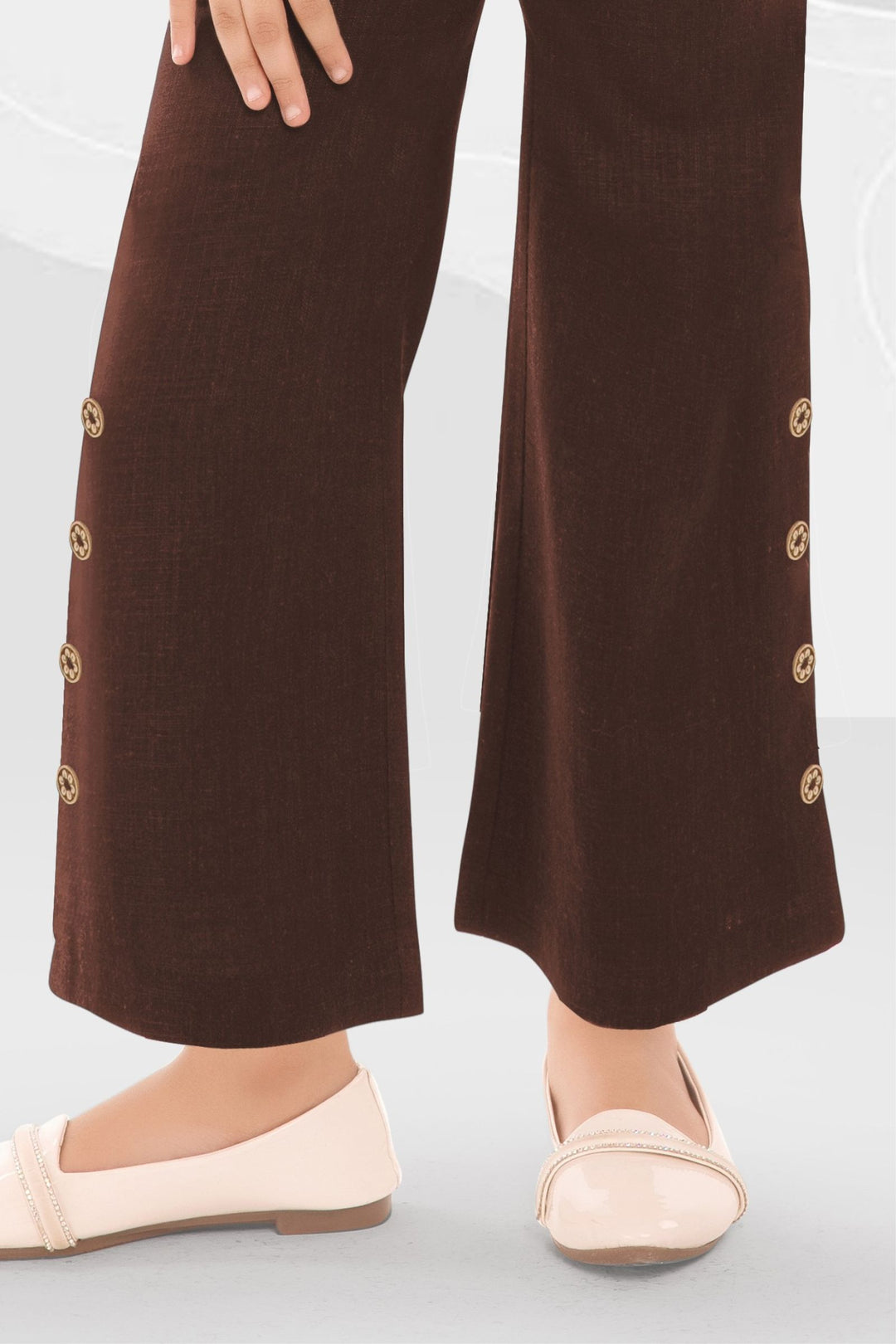 Brown Multicolor Thread work Co-ord Set for Girls