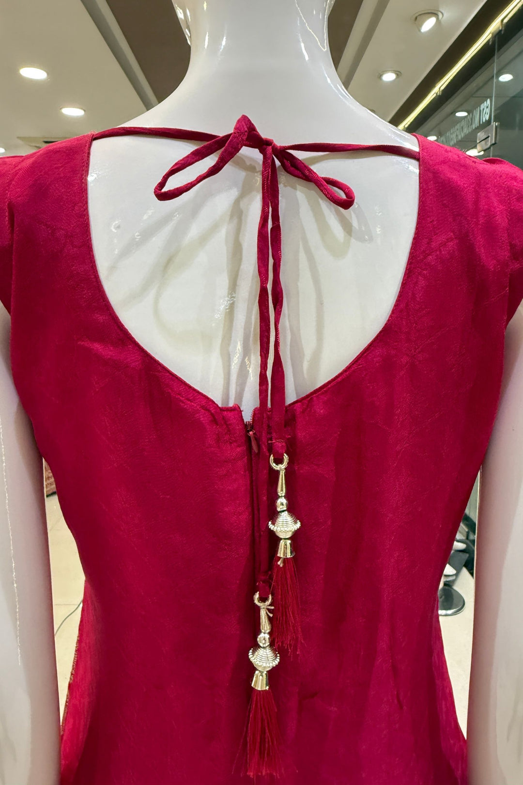 Rani Pink Banaras work Straight Cut Salwar Suit