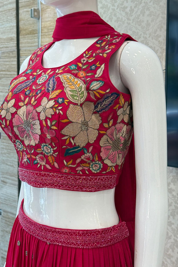 Rani Pink Floral Embroidered Palazzo Set