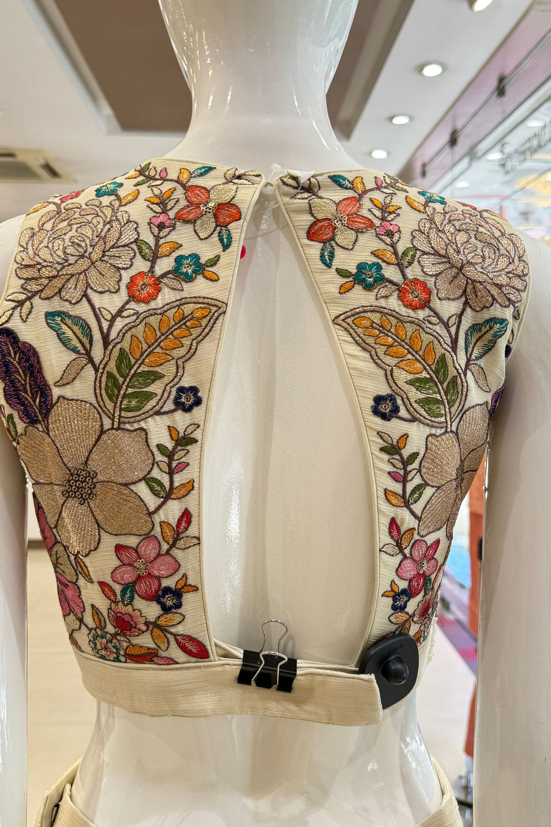 Half White Floral Embroidered Palazzo Set