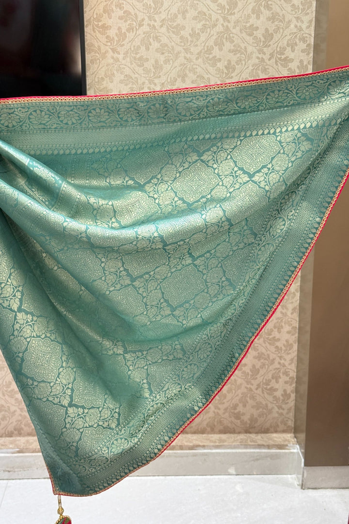 Sea Green Banaras work Saree