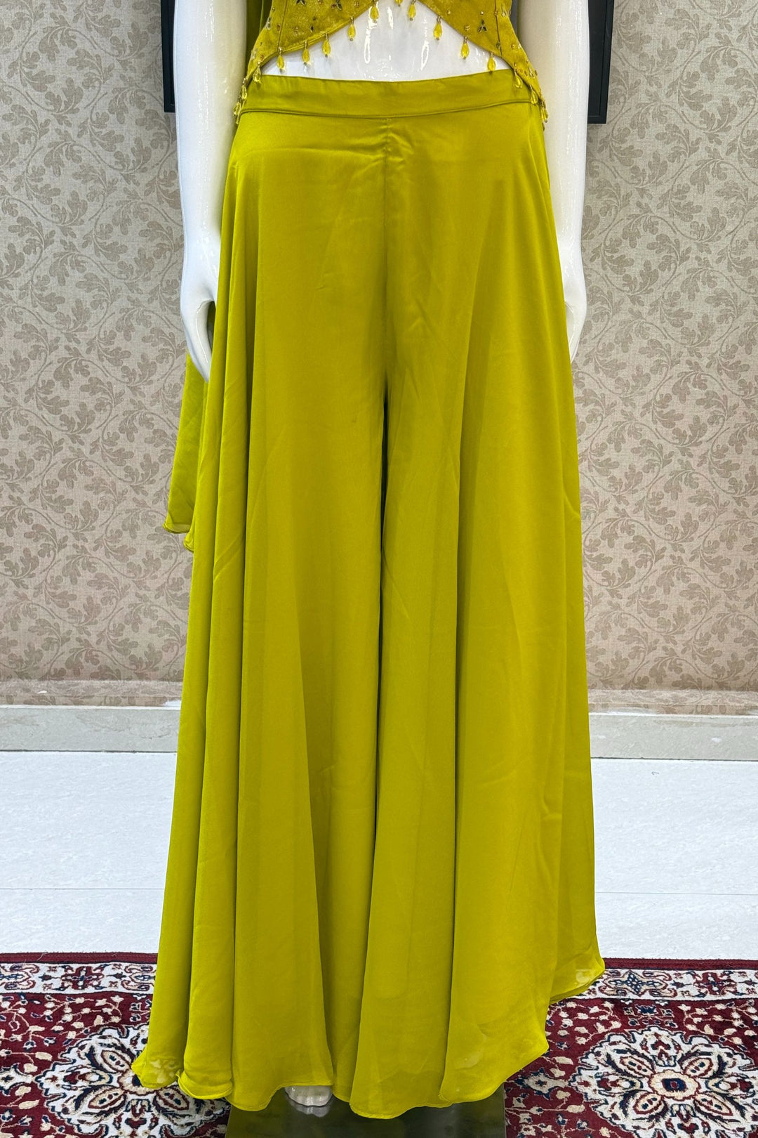 Liril Green Mirror, Stone and Banaras work Palazzo Suit Set