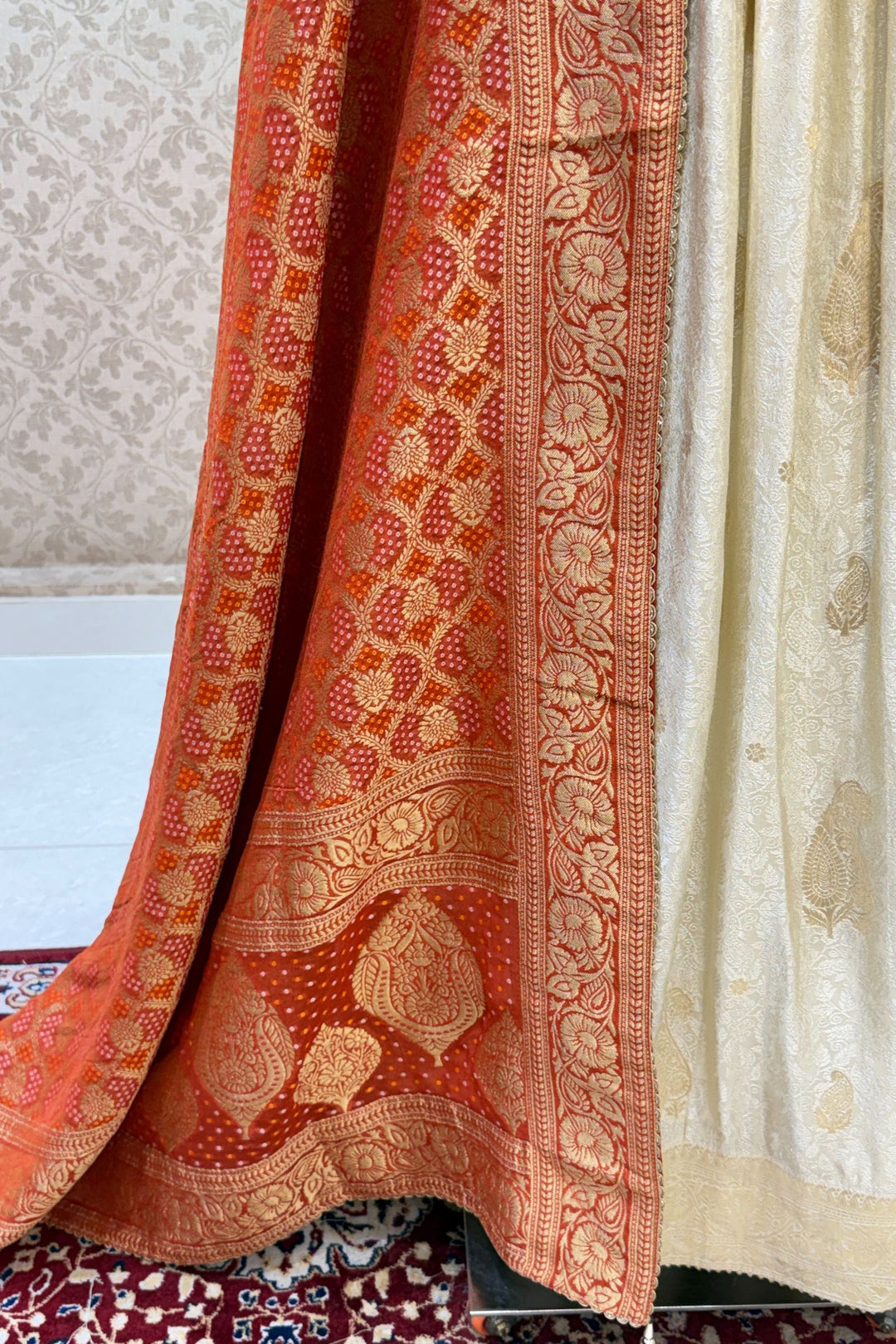 Beige Beads, Zardozi, Sequins, Mirror and Banaras work Floor Length Anarkali Suit