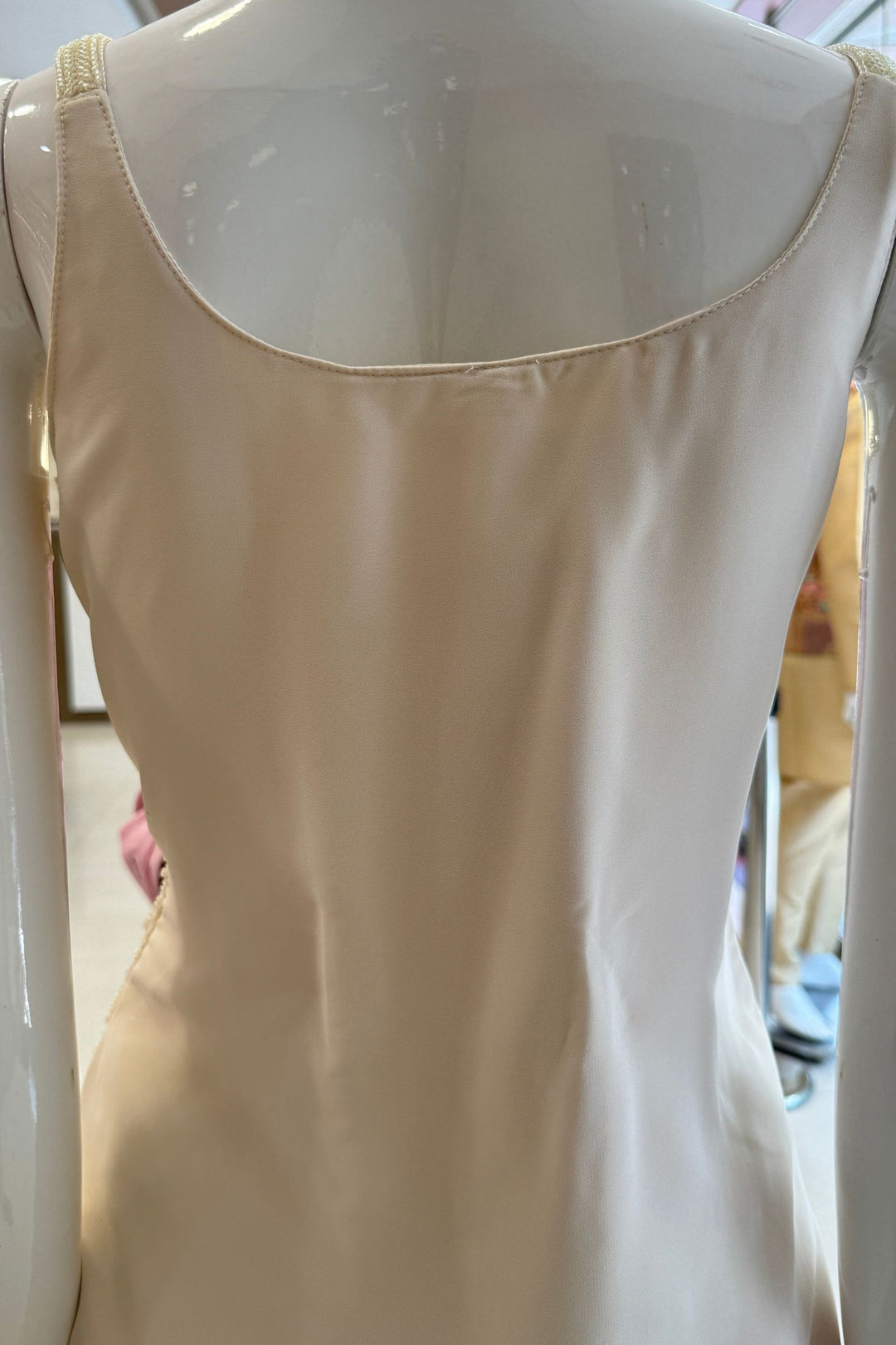 Cream Palazzo Salwar Suit with Beads and Sequins Detailing