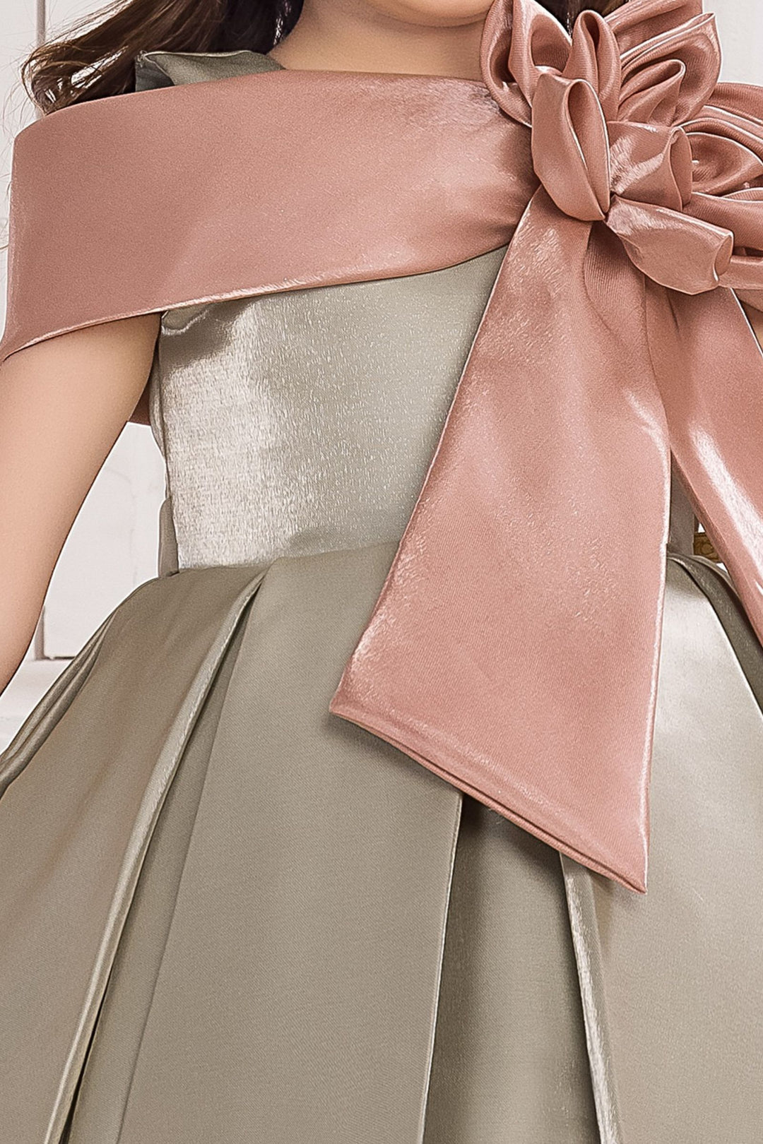 Pista Green Short Partywear Frock for Girls