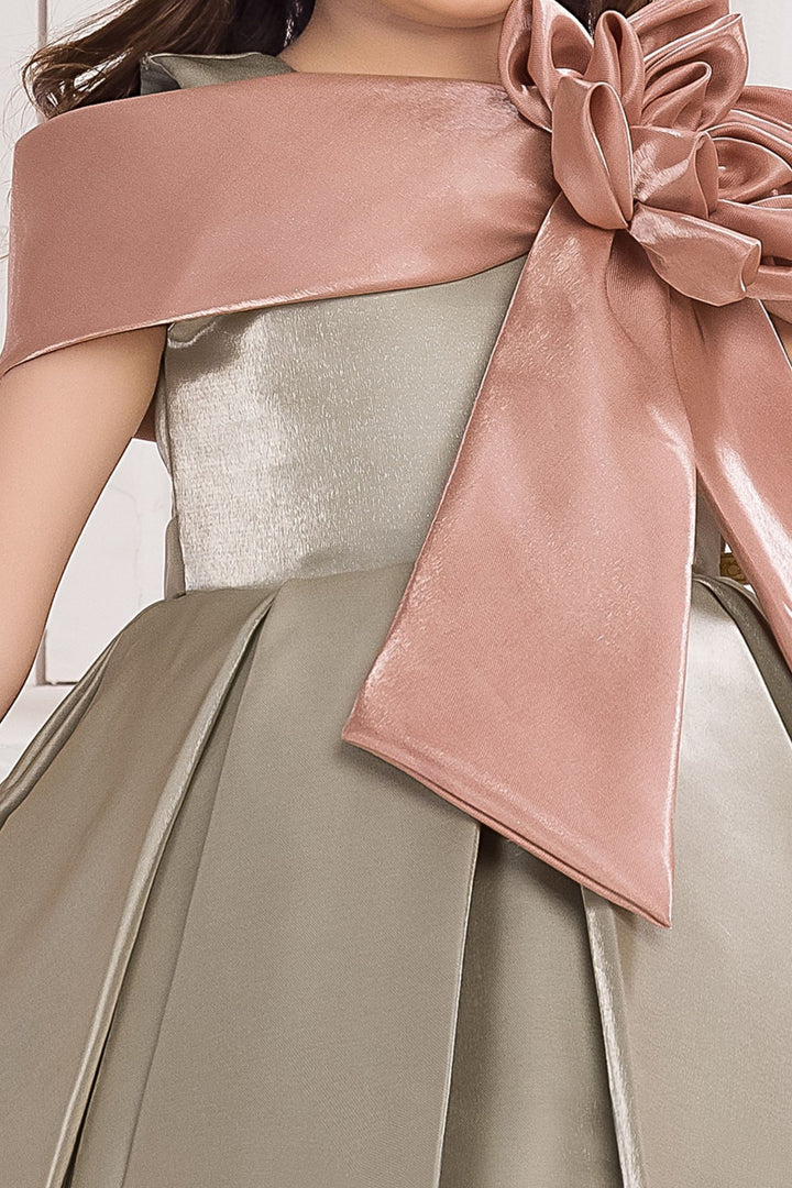 Pista Green Short Partywear Frock for Girls