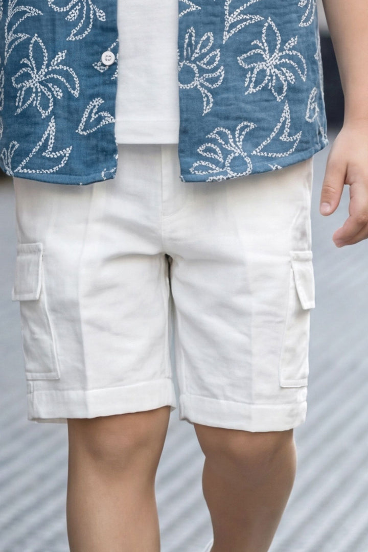 Blue with White Printed Boys Co-Ord Set
