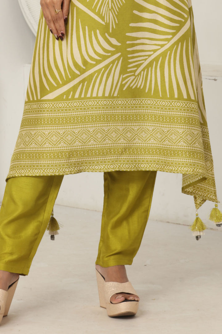 Liril Green with Digital Print A-line Cut Salwar Suit