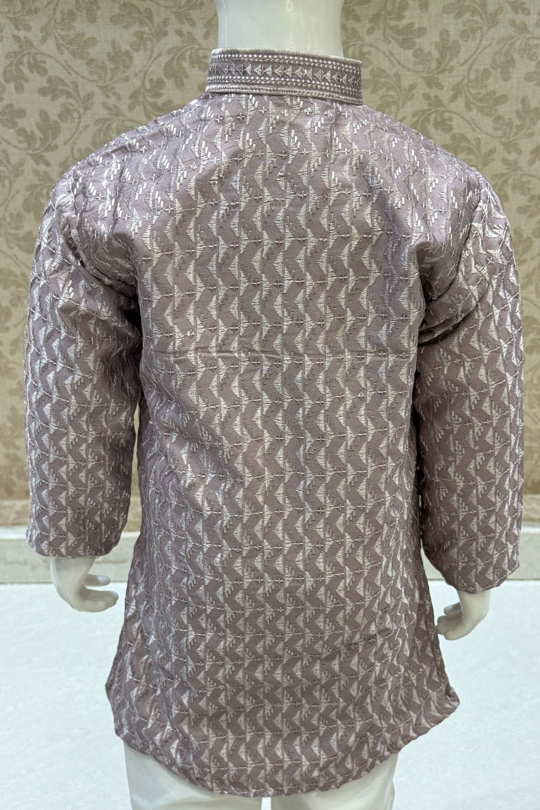 Lilac Thread and Sequins work Kurta Set for Boys