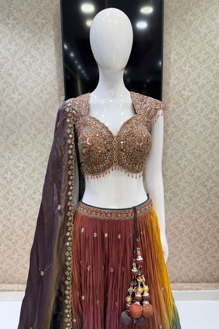 Designer Lehenga with Intricate Mirror, Stone, Sequins, Zari and Beads work