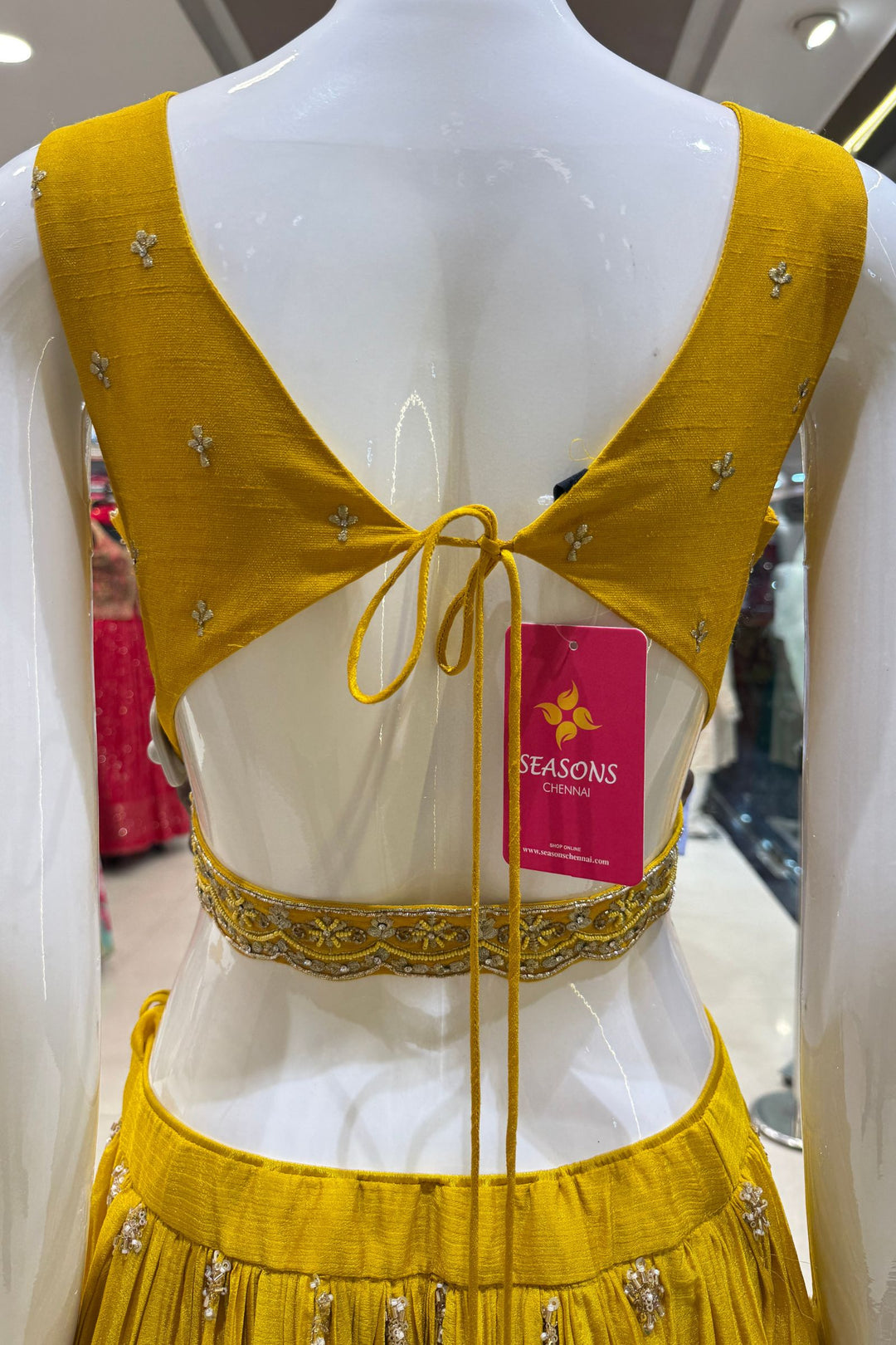 Yellow Beads, Zardozi, Stone, Zari and Sequins work Lehenga