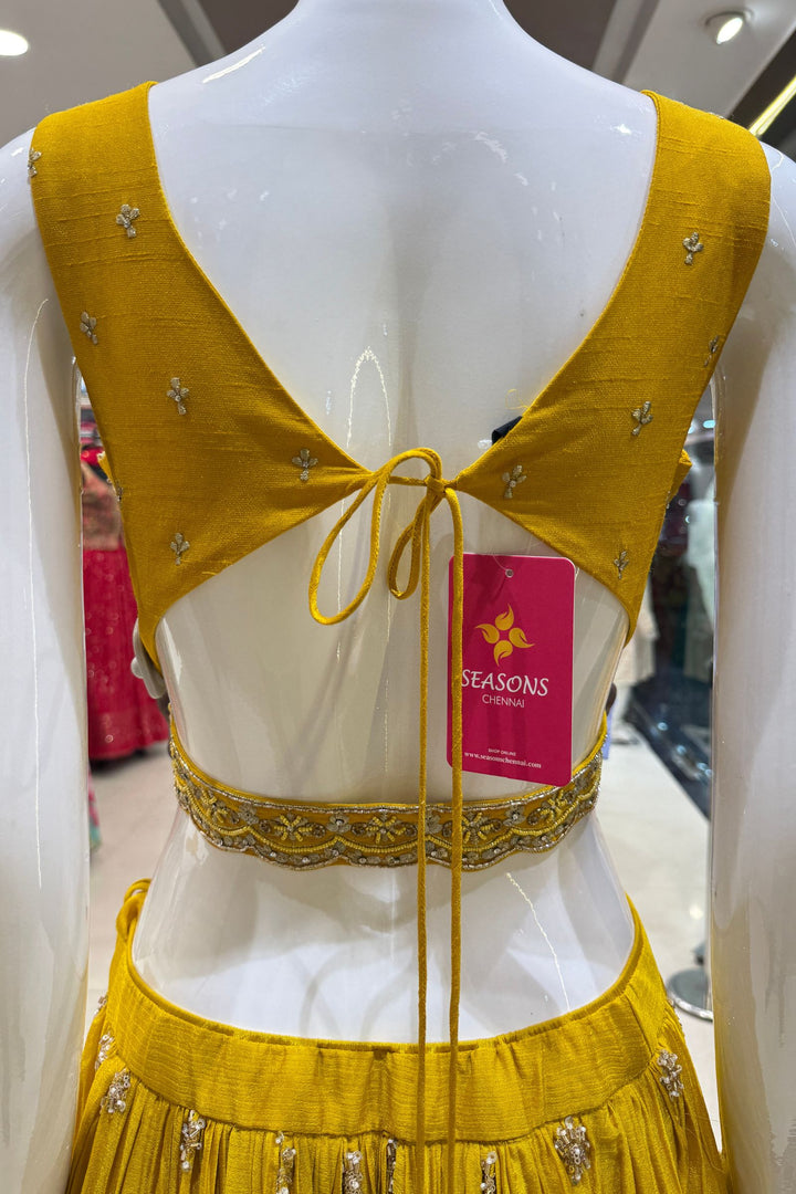 Yellow Beads, Zardozi, Stone, Zari and Sequins work Lehenga