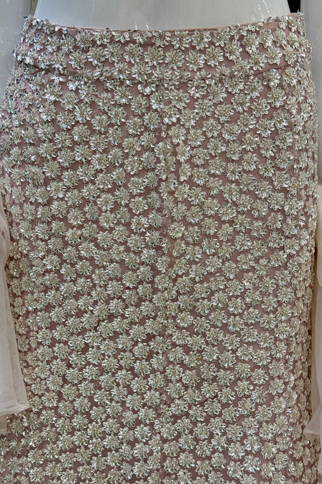 Pastel Peach Sequins and Beads work Fishcut Lehenga Set