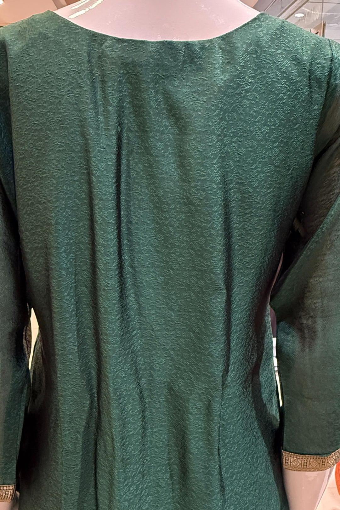 Green Banaras, Stone, Zardozi, SEquins, Beads and Zari work Straight Cut Salwar Suit