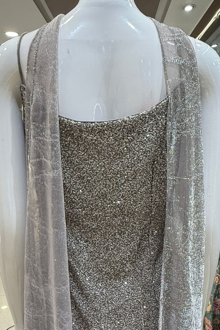 Grey Sequins and Stone work Palazzo Salwar Suit