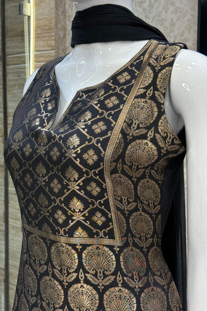 Black Banaras work Straight Cut Salwar Suit