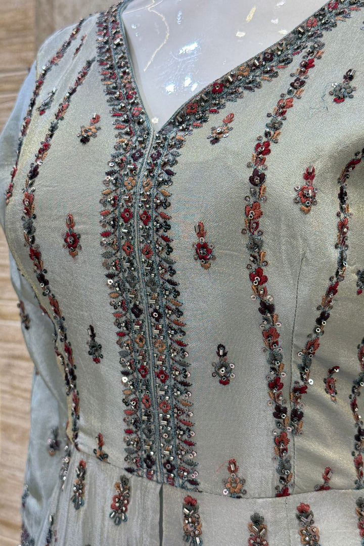 Mastani Style Palazzo Set with Beads and Sequins Work Featuring Detailed Animal Motifs