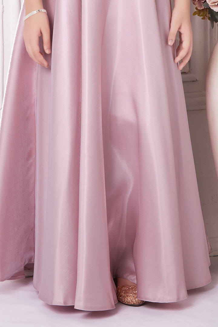 Peach Stone work Long Party Gown for Girls