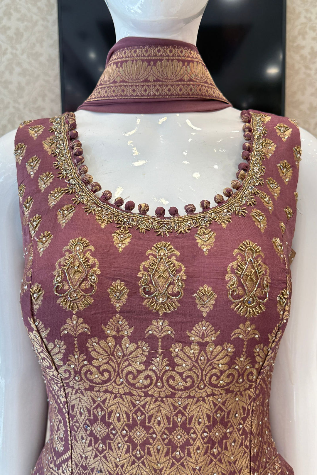 Elegant Palazzo Set with Intricate Stone, Beads and Banaras
