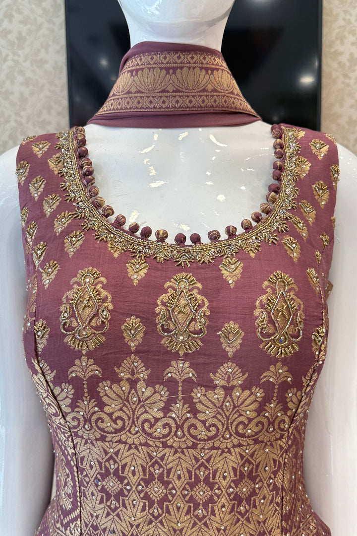 Elegant Palazzo Set with Intricate Stone, Beads and Banaras