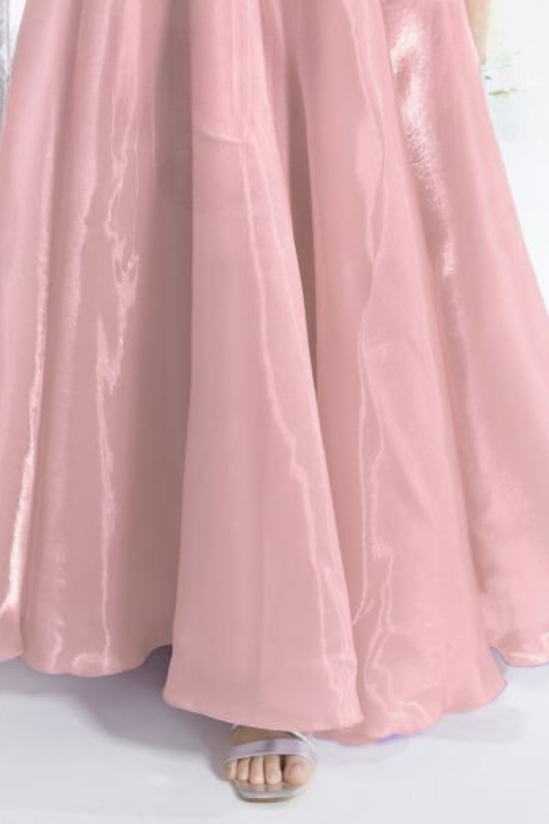 Peach Stone work Long Party Frock for Girls