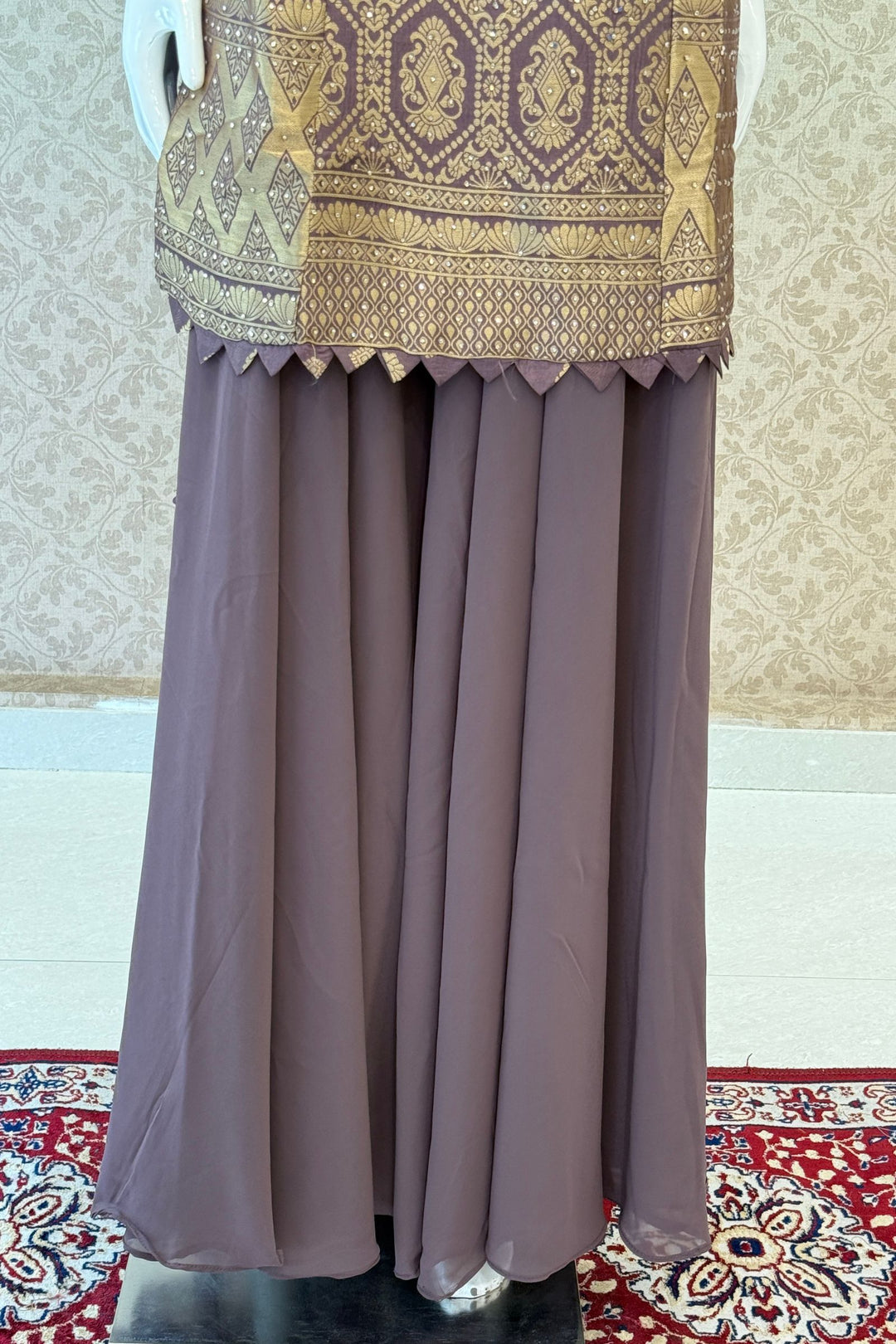 Elegant Palazzo Set with Intricate Stone, Beads and Banaras
