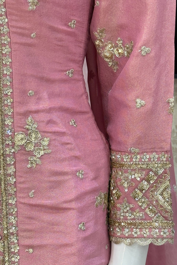 Baby Pink Sequins, Beads, Stone, Zari and Zardozi work Palazzo Salwar Suit
