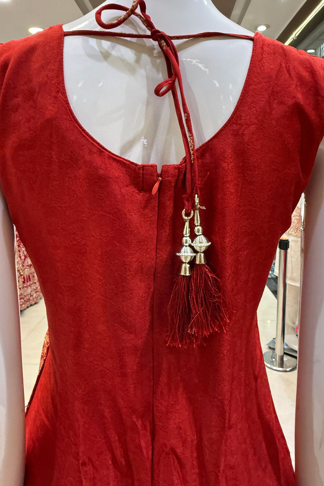 Red Banaras work Straight Cut Salwar Suit