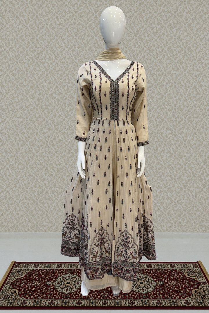 Mastani Style Palazzo Set with Beads and Sequins Work Featuring Detailed Animal Motifs