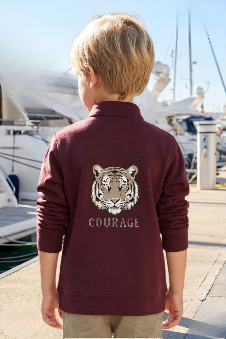 Maroon Blazer, Printed T-Shirt and Khaki Pant Set for Boys