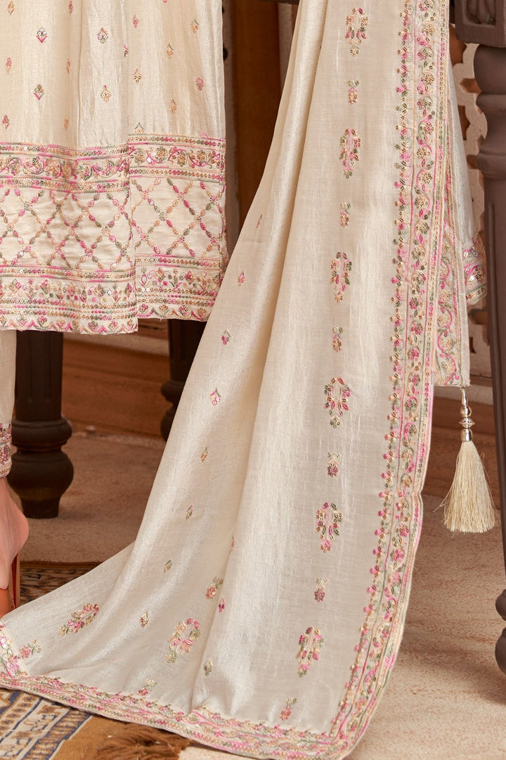 Beige Multicolor Thread and Sequins work Anarkali Style Salwar