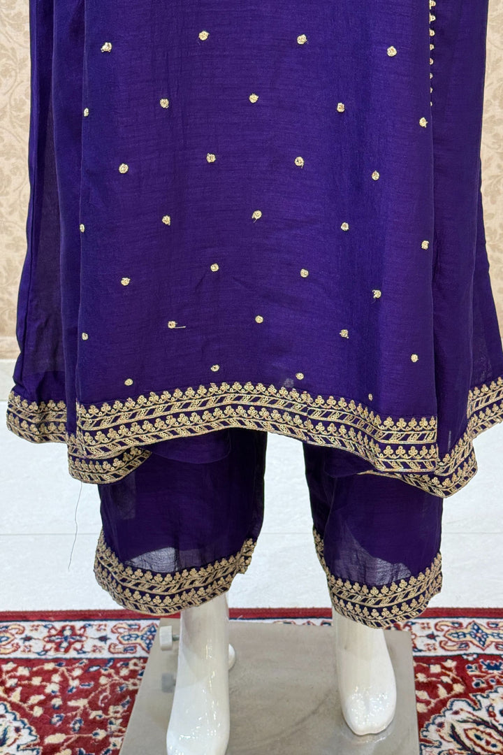 Violet Zari and Sequins work A-line Cut Salwar Suit