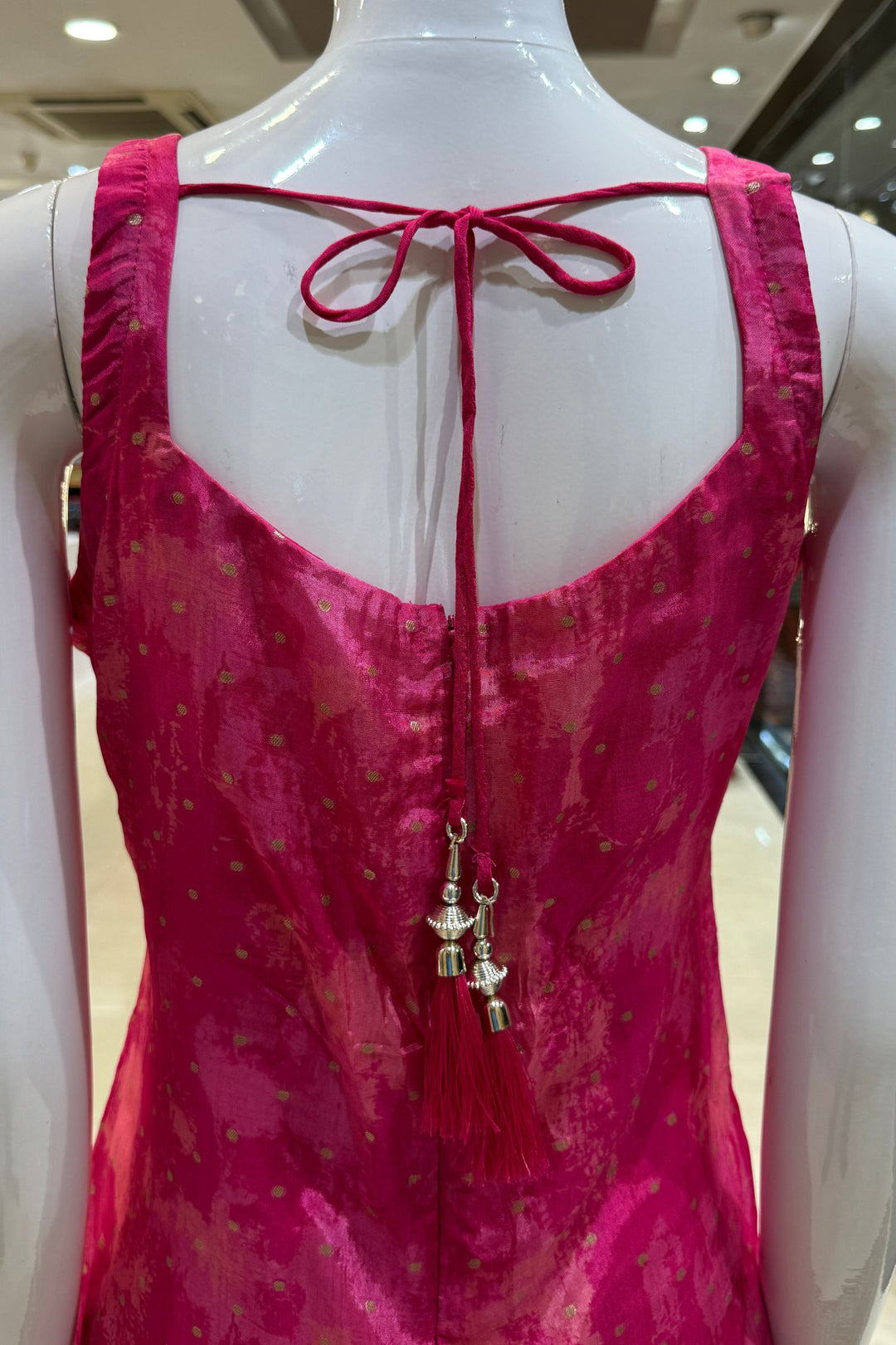 Pink Stone, Zari, Zardozi and Mirror work Straight Cut Salwar Suit