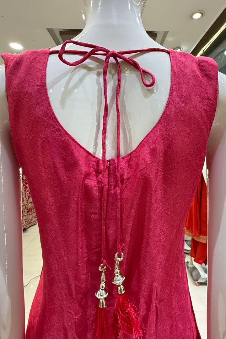 Pink Banaras work Straight Cut Salwar Suit