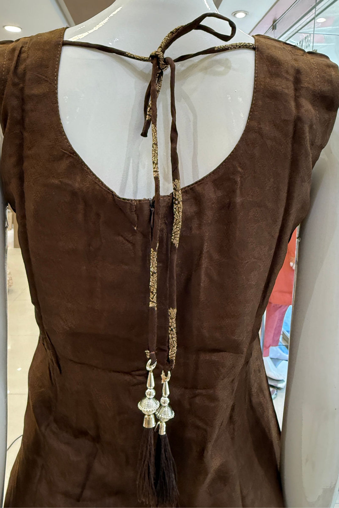Brown Banaras work Straight Cut Salwar Suit