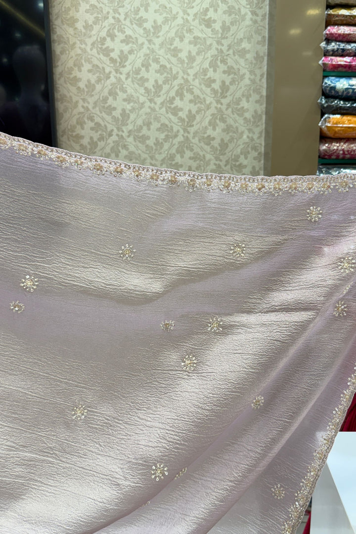 Lavender Saree with Sequins, Pearl and Beads work