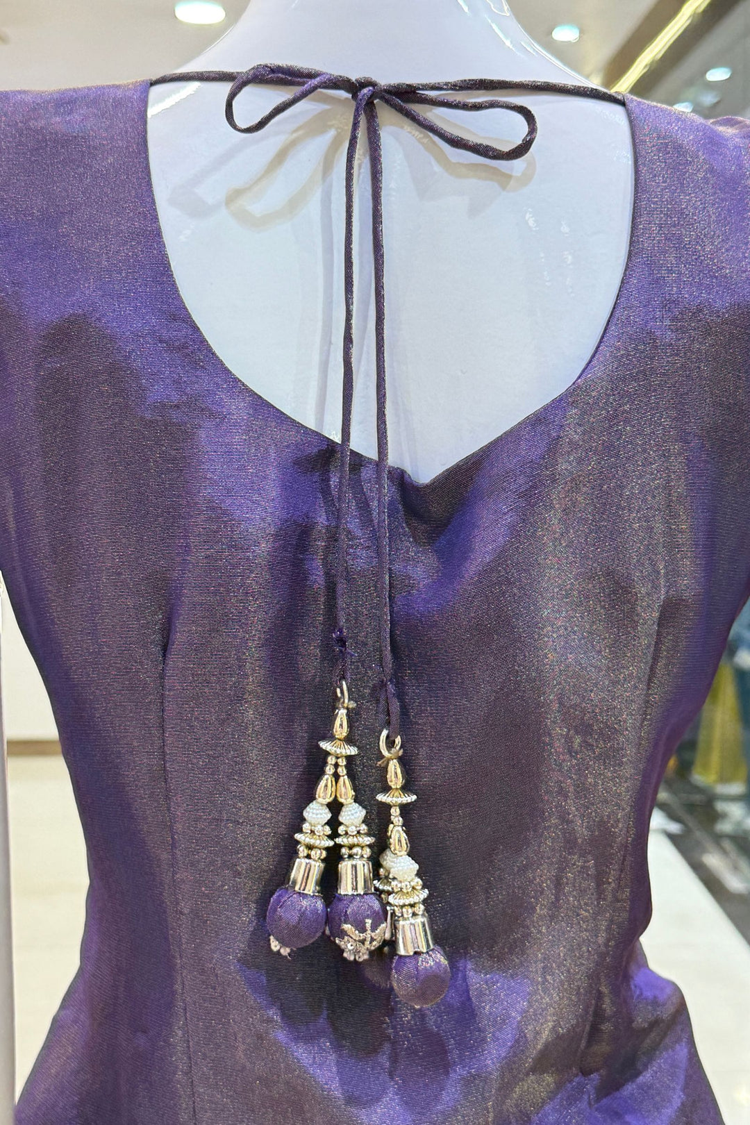 Purple Beads, Sequins, Zari and Mirror work Palazzo Salwar Suit