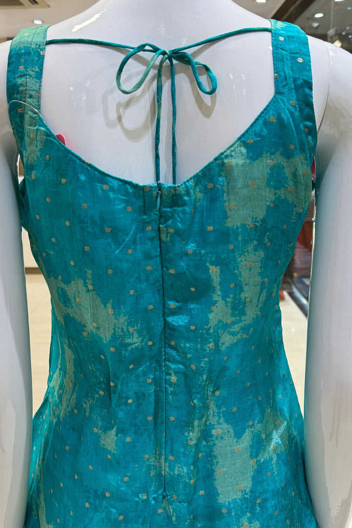 Rama Blue Stone, Zari, Zardozi and Mirror work Straight Cut Salwar Suit