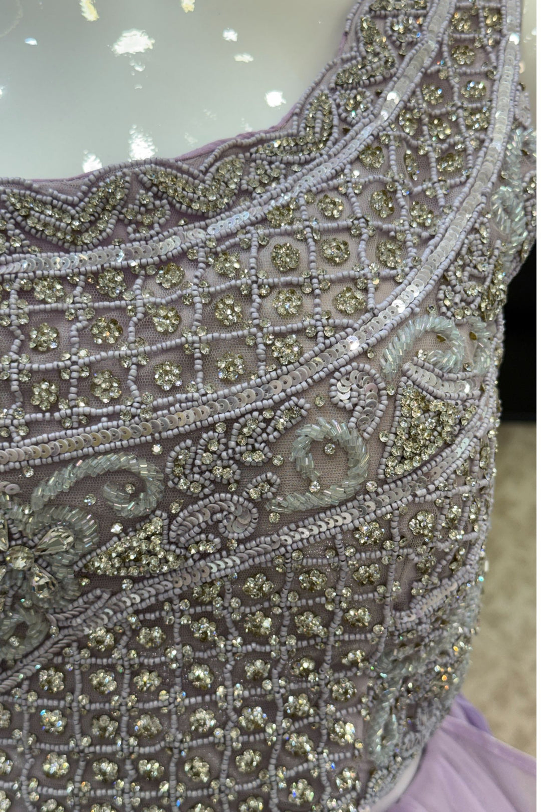 Lavender Readymade Saree with Beads and Stone work Readymade Blouse